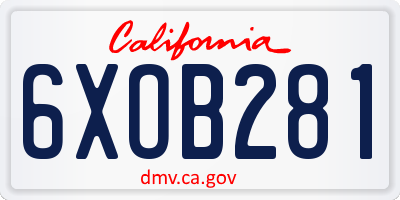 CA license plate 6XOB281