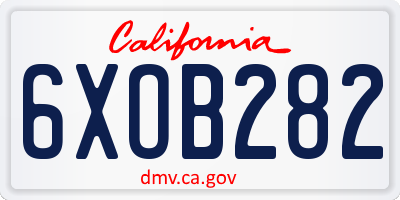 CA license plate 6XOB282