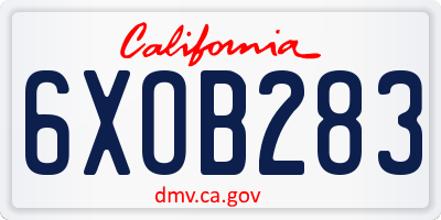 CA license plate 6XOB283