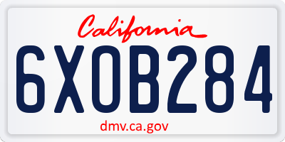 CA license plate 6XOB284