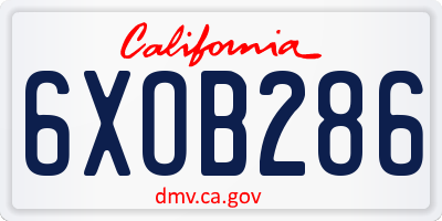 CA license plate 6XOB286