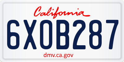 CA license plate 6XOB287