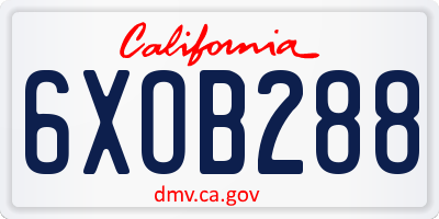 CA license plate 6XOB288