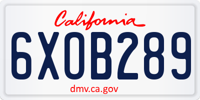 CA license plate 6XOB289