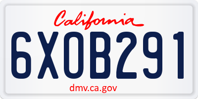 CA license plate 6XOB291