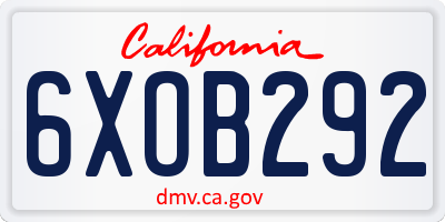 CA license plate 6XOB292