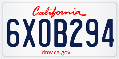 CA license plate 6XOB294