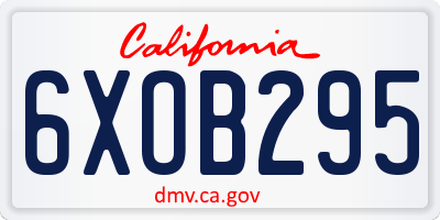 CA license plate 6XOB295