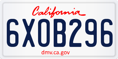 CA license plate 6XOB296