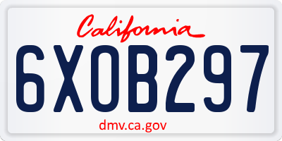 CA license plate 6XOB297