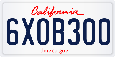 CA license plate 6XOB300