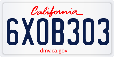 CA license plate 6XOB303