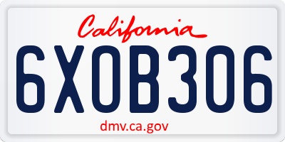 CA license plate 6XOB306