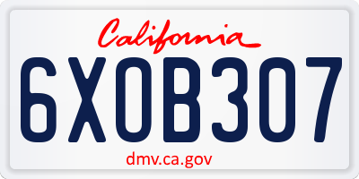 CA license plate 6XOB307
