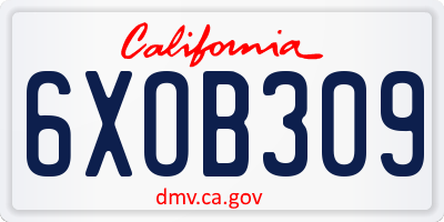 CA license plate 6XOB309