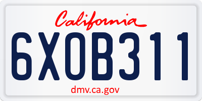 CA license plate 6XOB311
