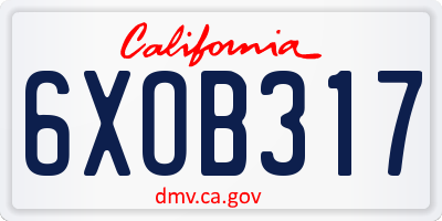CA license plate 6XOB317