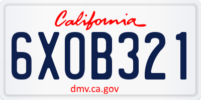 CA license plate 6XOB321