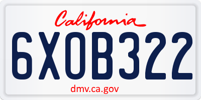 CA license plate 6XOB322