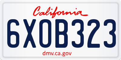 CA license plate 6XOB323