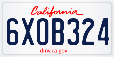 CA license plate 6XOB324