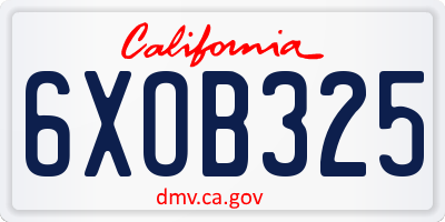 CA license plate 6XOB325