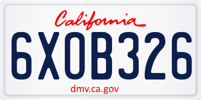 CA license plate 6XOB326