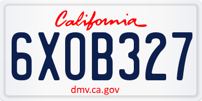 CA license plate 6XOB327