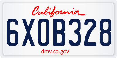 CA license plate 6XOB328