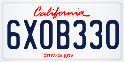 CA license plate 6XOB330