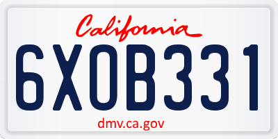 CA license plate 6XOB331