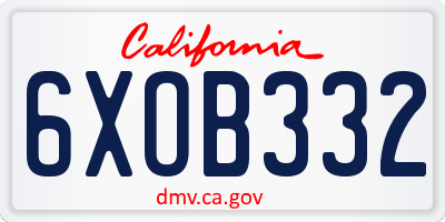 CA license plate 6XOB332