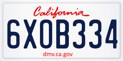 CA license plate 6XOB334