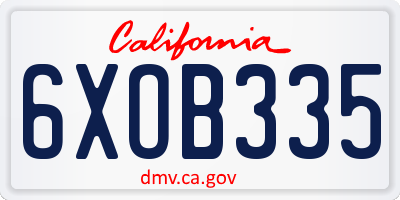 CA license plate 6XOB335