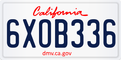 CA license plate 6XOB336
