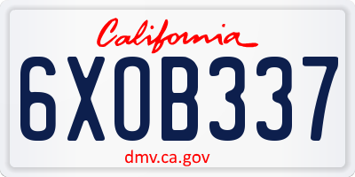 CA license plate 6XOB337