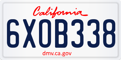 CA license plate 6XOB338