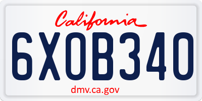 CA license plate 6XOB340