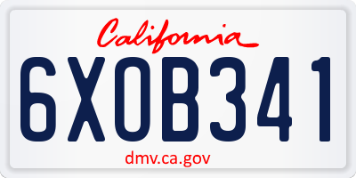 CA license plate 6XOB341
