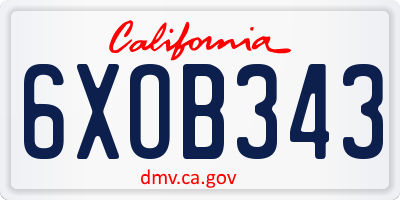 CA license plate 6XOB343