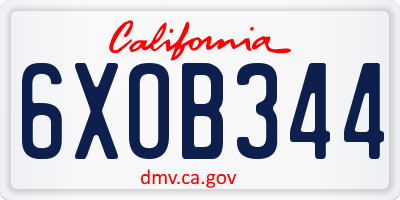 CA license plate 6XOB344