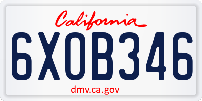 CA license plate 6XOB346