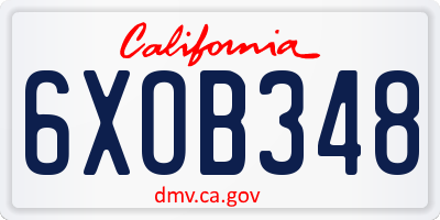 CA license plate 6XOB348