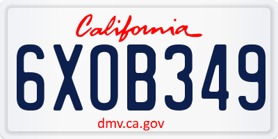 CA license plate 6XOB349