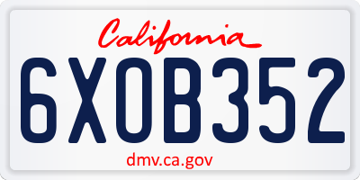 CA license plate 6XOB352