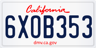 CA license plate 6XOB353