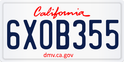 CA license plate 6XOB355
