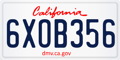 CA license plate 6XOB356