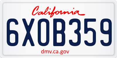 CA license plate 6XOB359