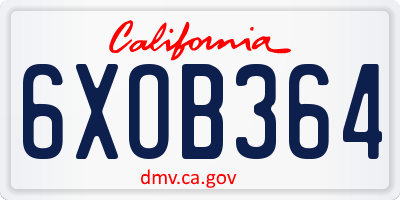 CA license plate 6XOB364